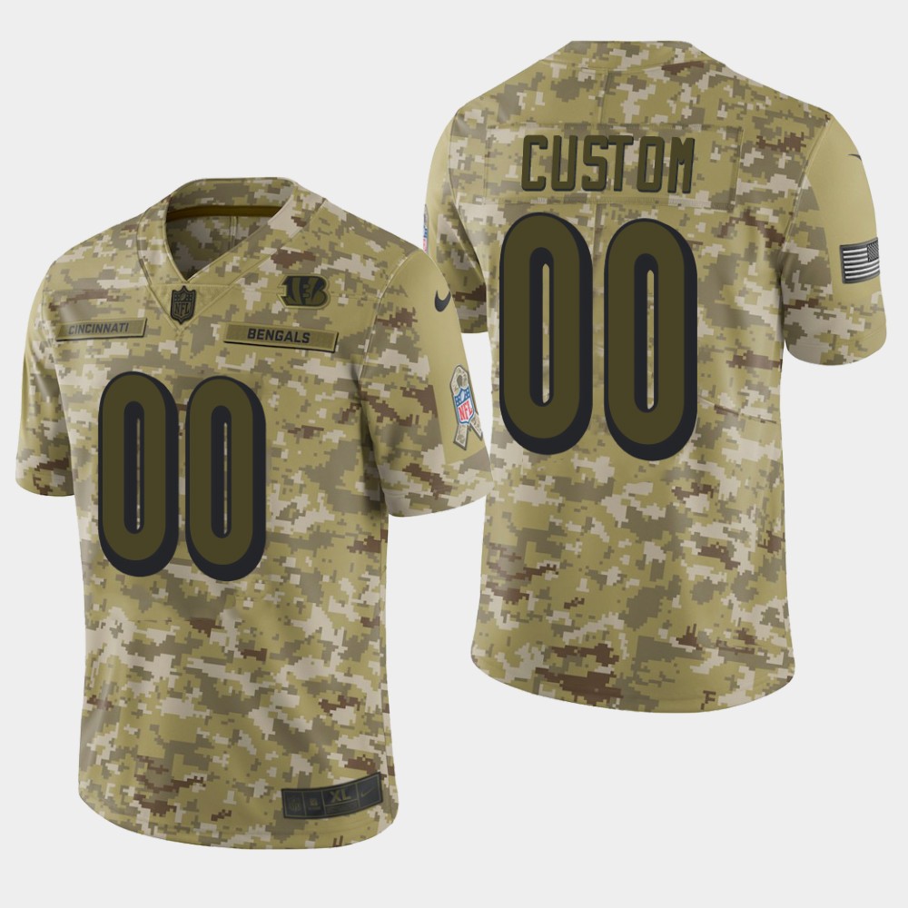 Men's Cincinnati Bengals Customized Camo Salute To Service NFL Stitched Limited Jersey